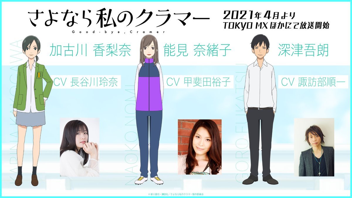Rena Hasegawa als Karina Kakogawa, Yuko Kaida als Naoko Nо̄mi, Junichi Suwabe als Gо̄ro Fukatsu